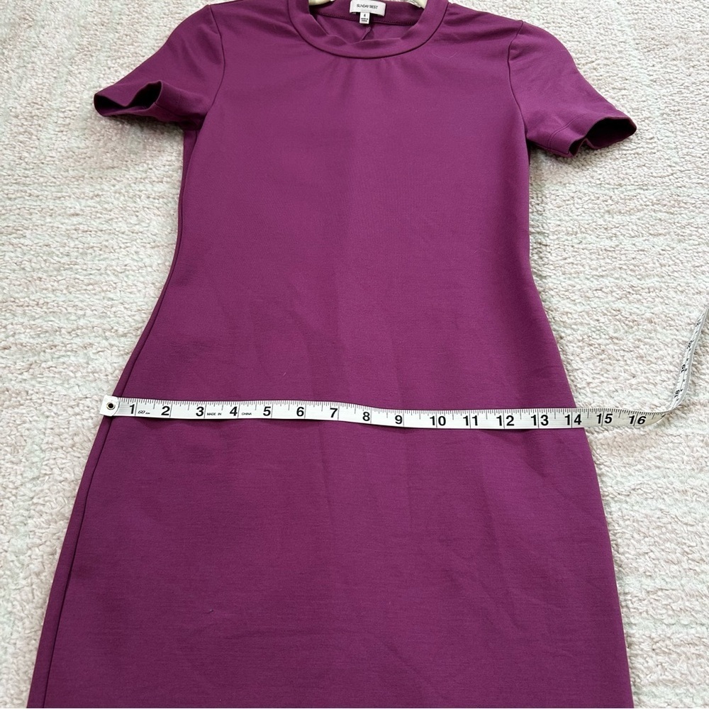 Aritzia Sunday Best Purple Ponte Knit Stretch Mini T Shirt Dress SZ 4 Spring - Picture 9 of 10